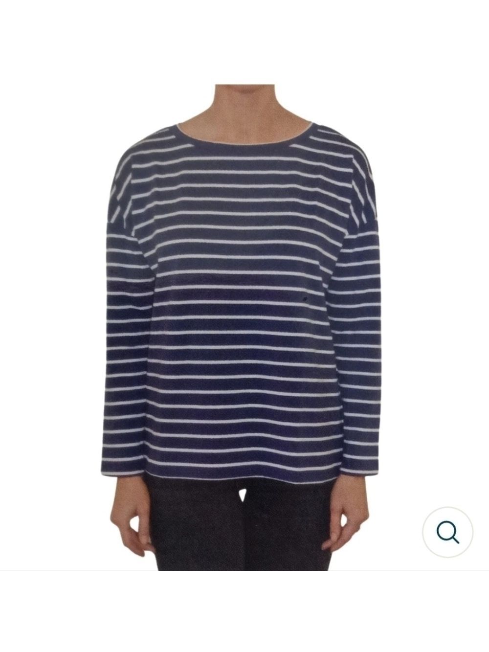 BB Dakota Navy Blue Nautical  Striped Sweatshirt Long Sleeves Roundneck Medium